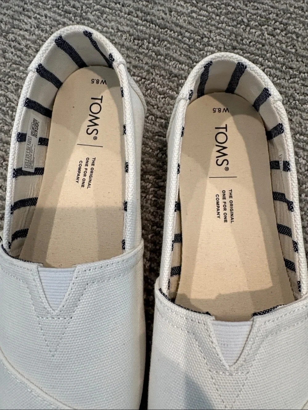 TOMS White Canvas Slip-On Moccasins